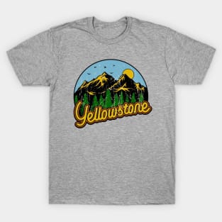 Vintage Pines Trees On Sunset Yellowstone T-Shirt